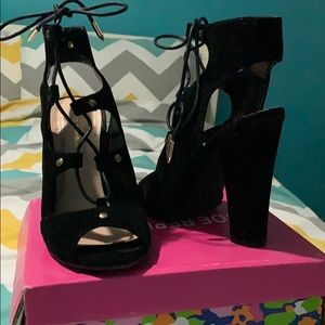 Lace up block heels